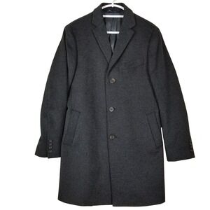Cardinal of Canada Mens Charcoal Grey Wool Cashmere Blend Overcoat 38R 759S26